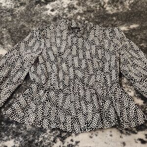 Who What Wear Black and White Peplum Blouse